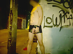 Urban nudism naked night walk low...