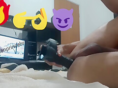 Watching porn and punching big black...