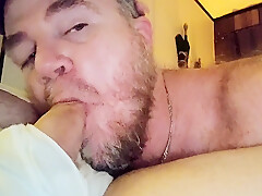 Webcamming Hairy Redneck Casually Sucks Boys Cock Thru His Tighty Whities Fly While Also Enjoying His Own Pit Stink...