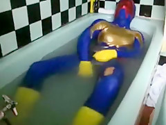 Raunchy wetlook bath 5 blue superhero...