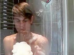 Soaping shower boy gay wet time...