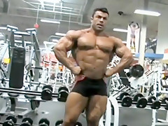 Eduardo bodybuilder posing in gym...