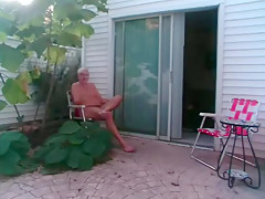 Smoking nude outdoors...