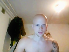 Bald dude jerks off on cam...