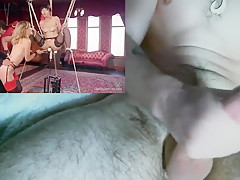 Big White Cock Cum Fountain Watching Two Hot Babes in Hardcore Bondage Porn