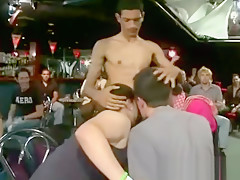 Hot tattoo stripper feeds hungry mouths...