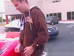 Boy rubs his penis against a sports car