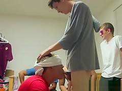 Blind folded gay boy sucking dorm...