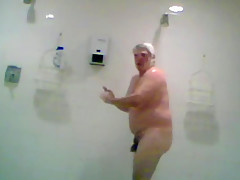 Hot dad showering at work...