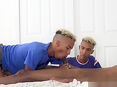 Two Twink Stepbros Fucked Threesome By Their Bro...