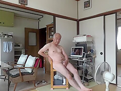 Japanese old man masturbation erect penis...